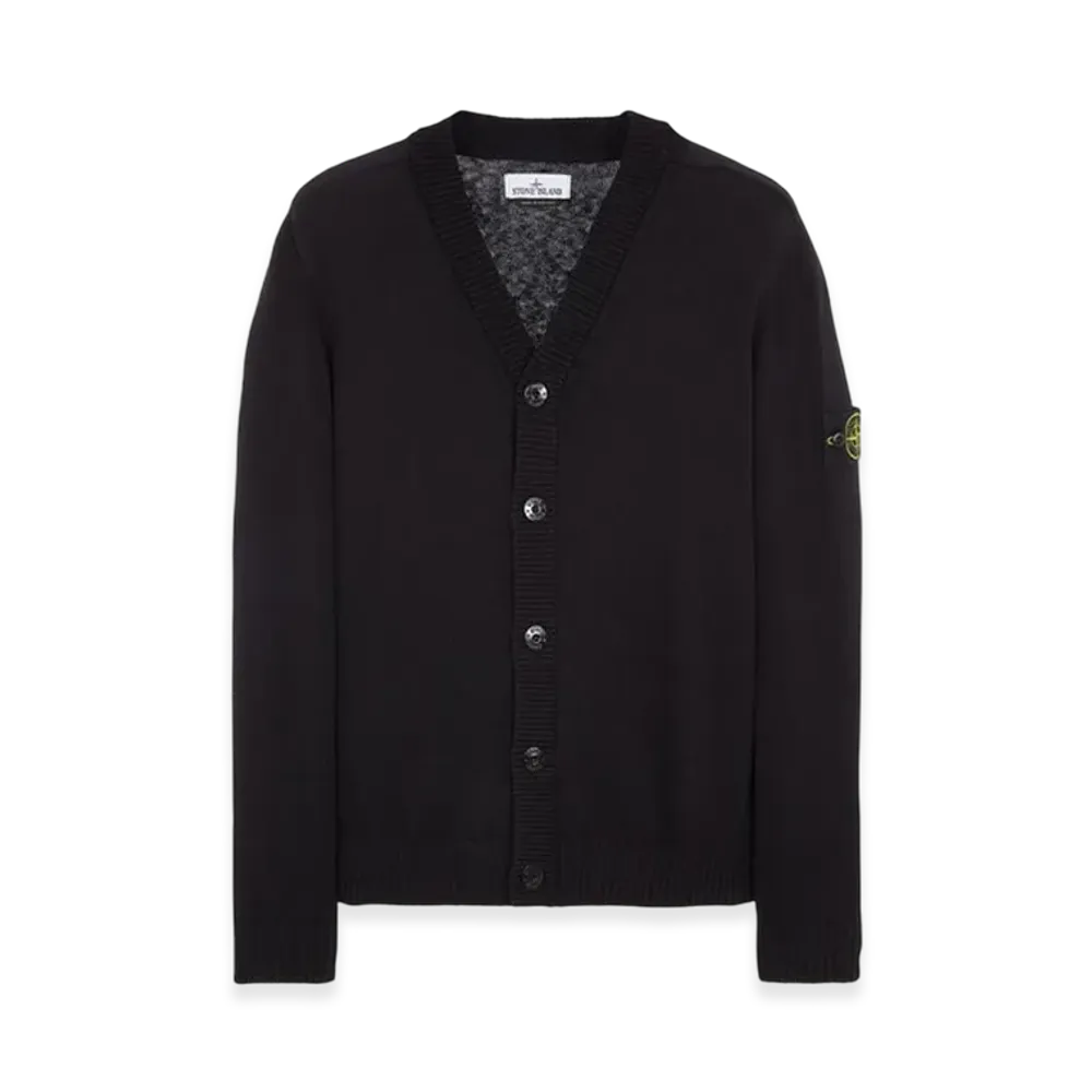 Stone Island 549B0 Logo Patch V-Neck Knit Cardigan - 23SS "Black"
