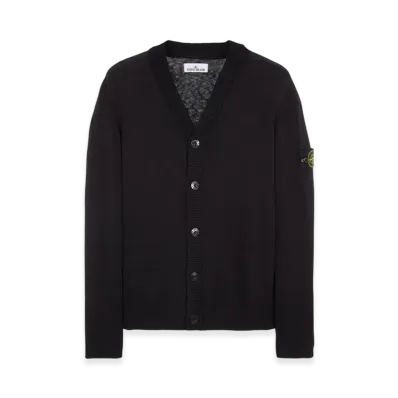 Stone Island 549B0 Logo Patch V-Neck Knit Cardigan - 23SS "Black"