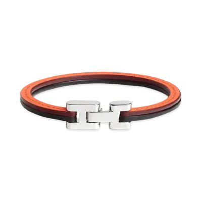 Hermes Palomino Leather Bracelet "Ebene/Orange Minium"