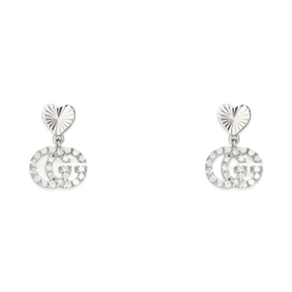 GUCCI GG Running 18K Earrings With Diamonds