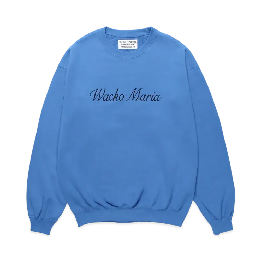 WACKO MARIA Middle Weight Crew Neck Sweat Shirt "Blue"