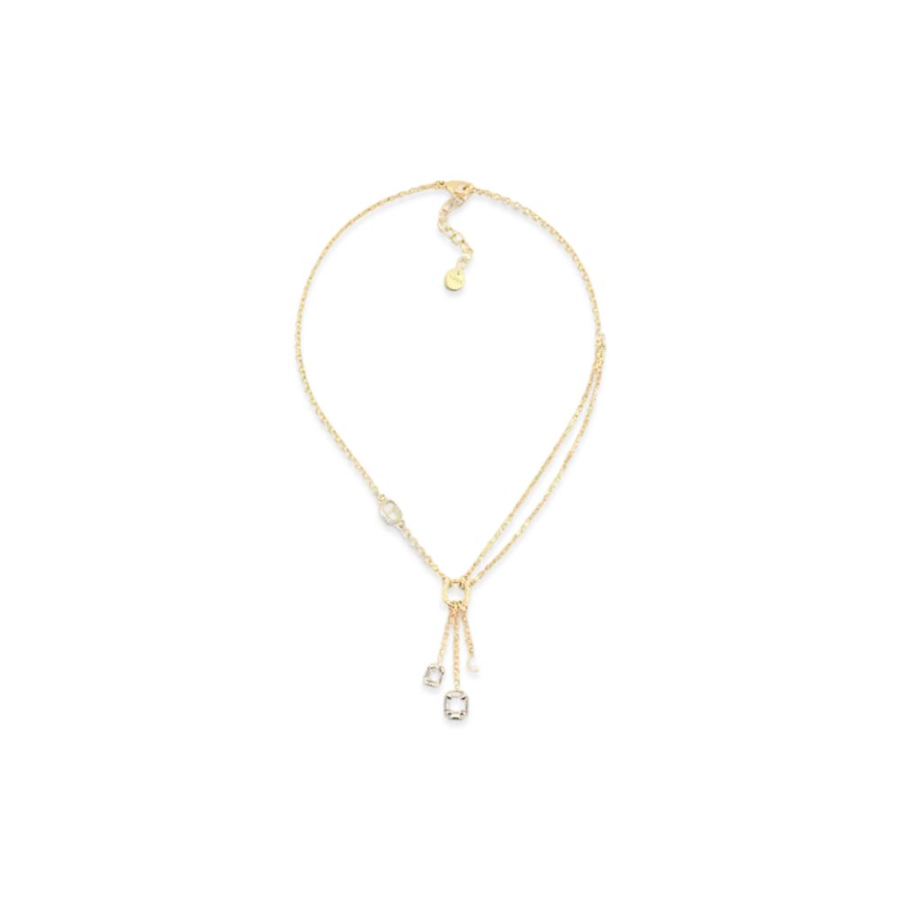 Dior Petit CD Necklace Finish Metal with Resin Pearl Crystals "Gold/White/Silver"