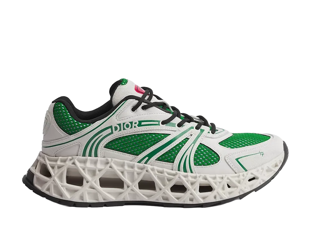 Dior B35 NXXT Sneaker Suede Calfskin Technical Fabric and Technical Mesh "White/Green"