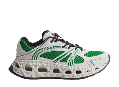 Dior B35 NXXT Sneaker Suede Calfskin Technical Fabric and Technical Mesh "White/Green"