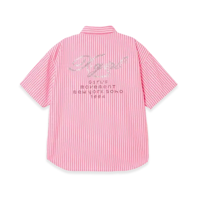 X-Girl Women's Striped Rhinestone S/S Shirt "Pink"