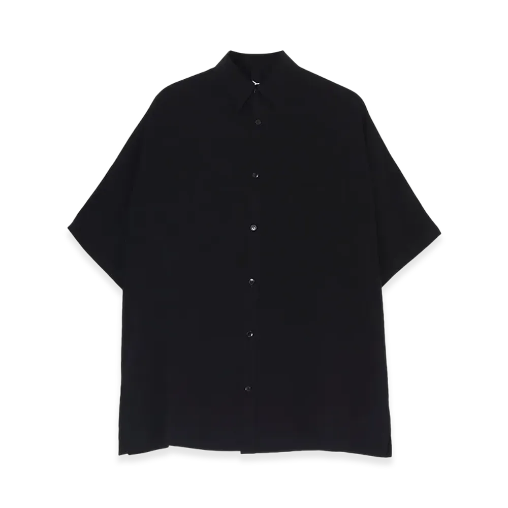 Ground Y Crepe De Chine Front Dolman Big Short Sleeved Shirt "Black"