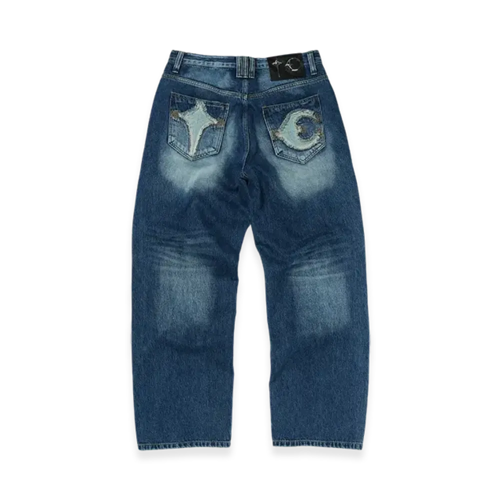 THUG CLUB TC Leather Back Pocket Pants "Blue"