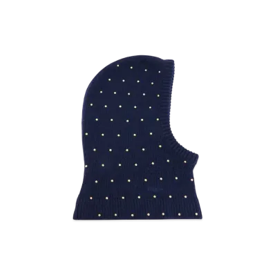 Chloe The Chloe Cabochon Knit Balaclava In Wool and Cashmere "Classic Navy"