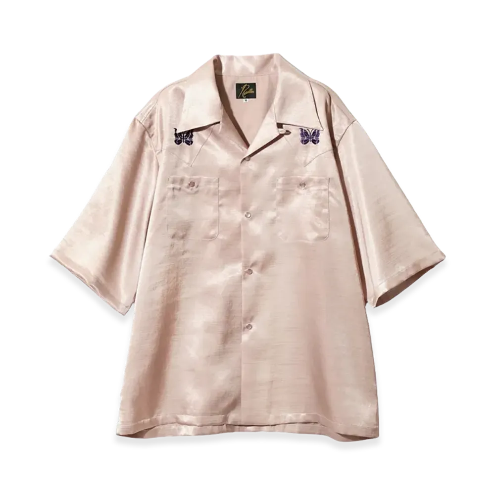 NEEDLES S/S Cowboy One-Up Poly Slub Sateen Shirt "Pink"