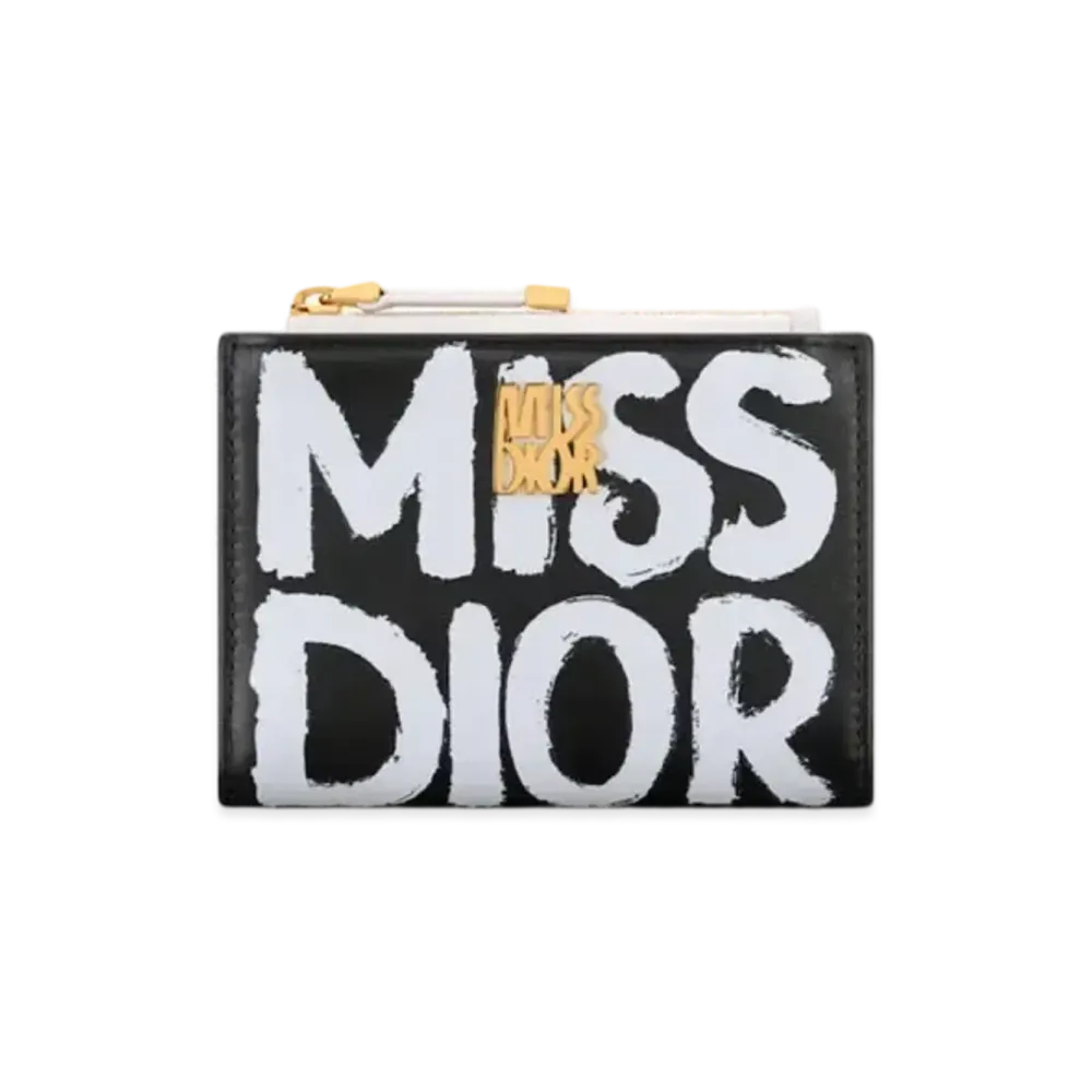 Dior Miss Dior Dahlia Wallet Miss Dior Graffiti Printed Calfskin "Black/White"