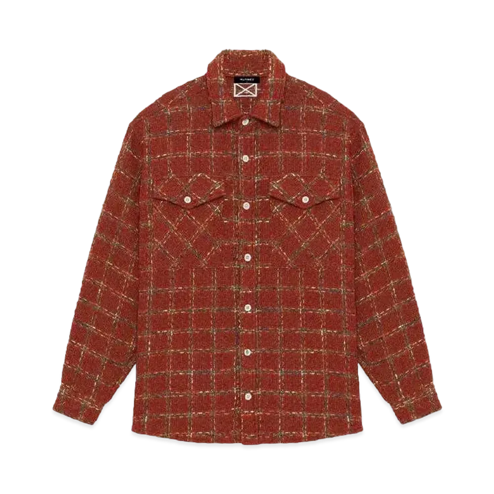 MLVINCE EMBROIDERY CHECK TWEED SHIRTS "RED"
