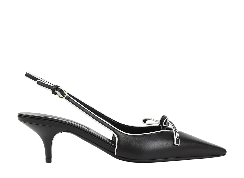 MIU MIU Women's Suede Slingback Pumps With Bow "Brown"