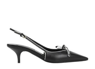MIU MIU Women's Suede Slingback Pumps With Bow "Brown"