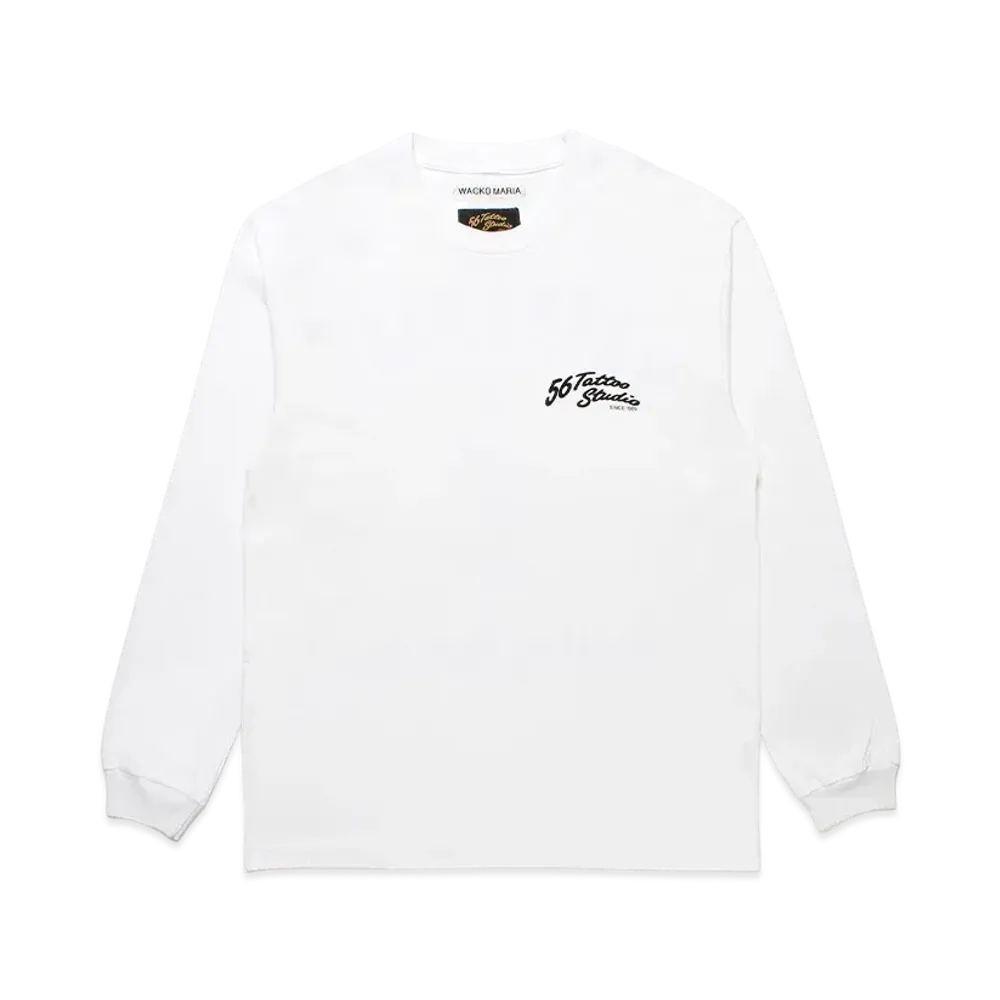 WACKO MARIA 56 TATTOO STUDIO / Washed Heavy Weight Long Sleeve T-Shirt "White"