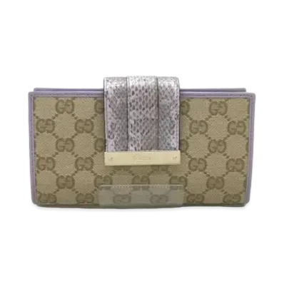GUCCI Strap Long Wallet Exotic GG Canvas Python "Lavender"