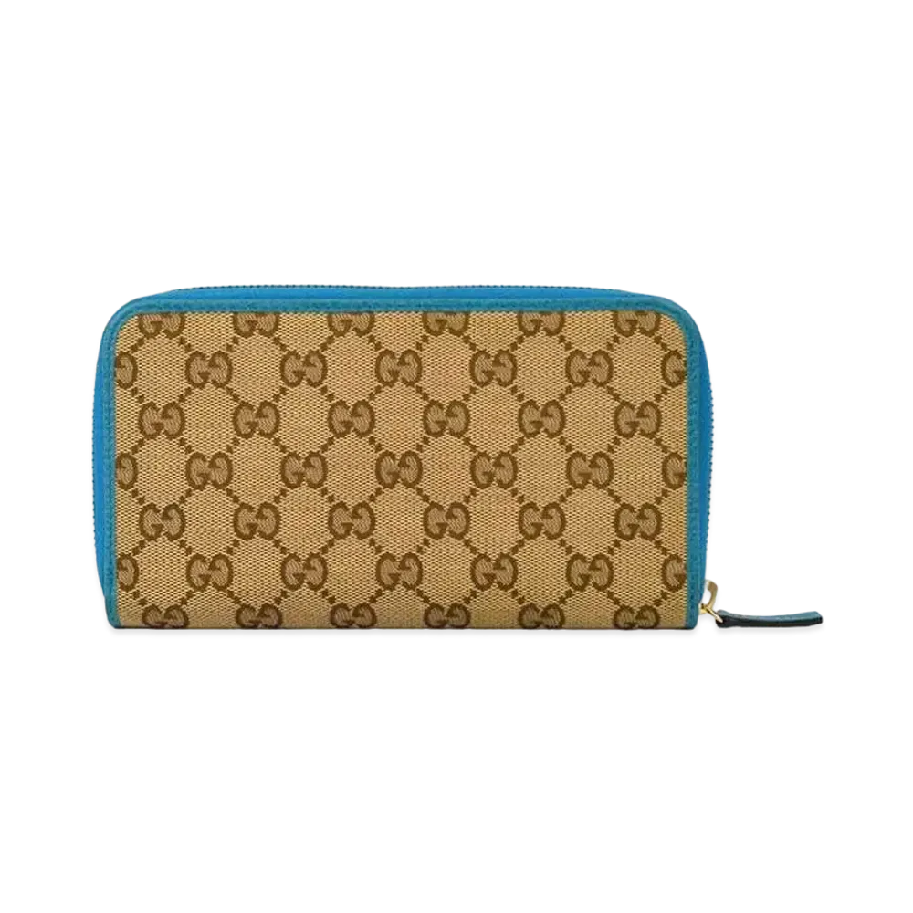 GUCCI GG Canvas Zip Around Wallet "Blue"