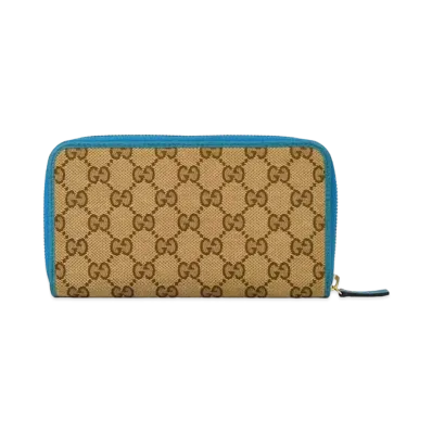 GUCCI GG Canvas Zip Around Wallet "Blue"