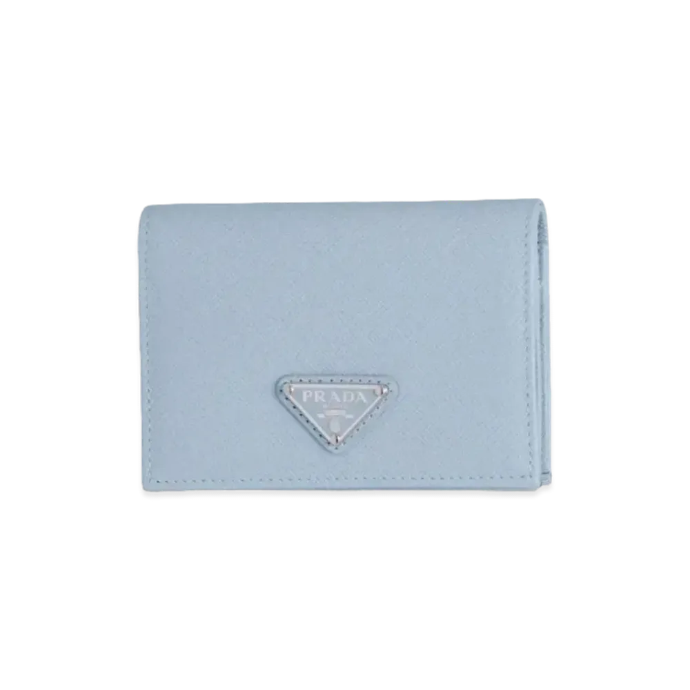PRADA Small Saffiano Leather Wallet "Pale Blue"