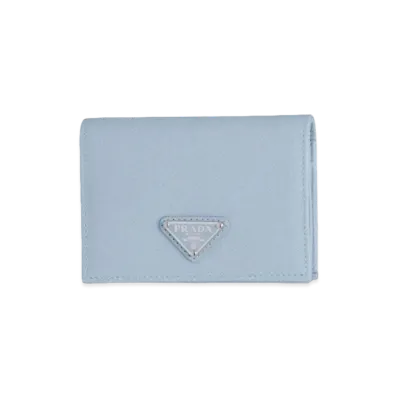 PRADA Small Saffiano Leather Wallet "Pale Blue"