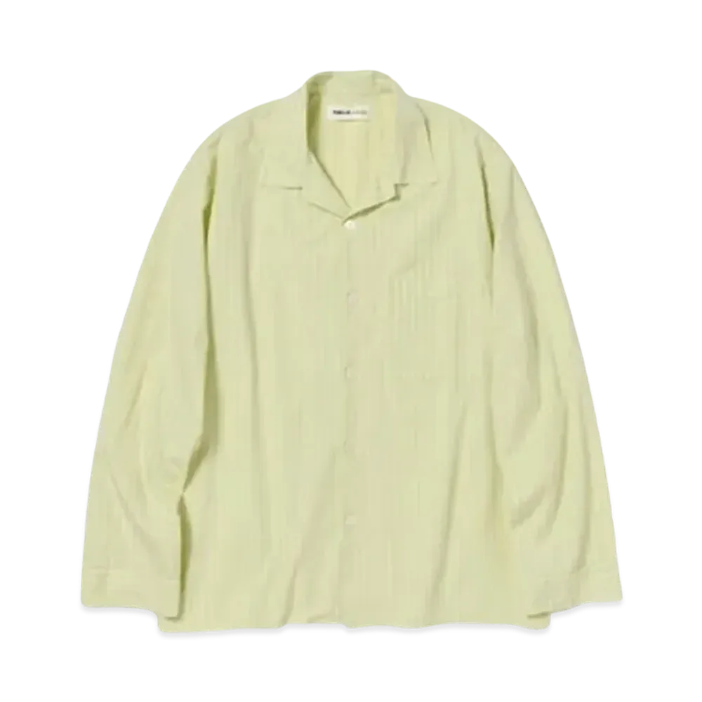 AURALEE x Tekla Cotton Poplin Pyjamas Shirt "Light Moss Stripes"