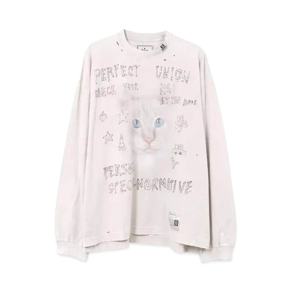 Maison MIHARA YASUHIRO Bleached Cat Print Long Sleeve T-shirt "Pink"