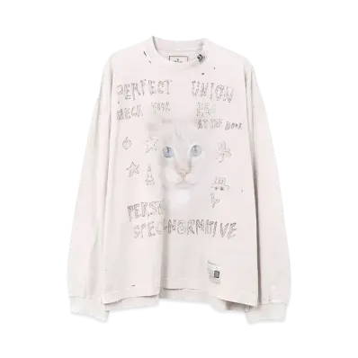 Maison MIHARA YASUHIRO Bleached Cat Print Long Sleeve T-shirt "Pink"
