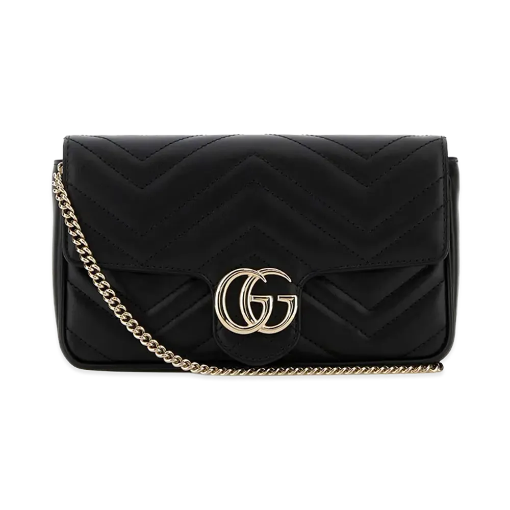 GUCCI Women's Leather Small GG Marmont Shoulder Bag "Black"