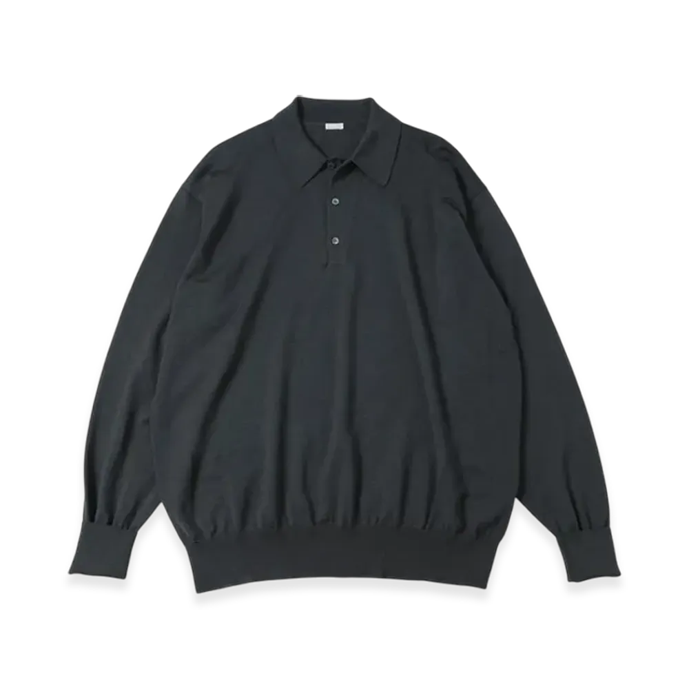 A.PRESSE Wool Knit L/S Polo Shirts "Khaki"