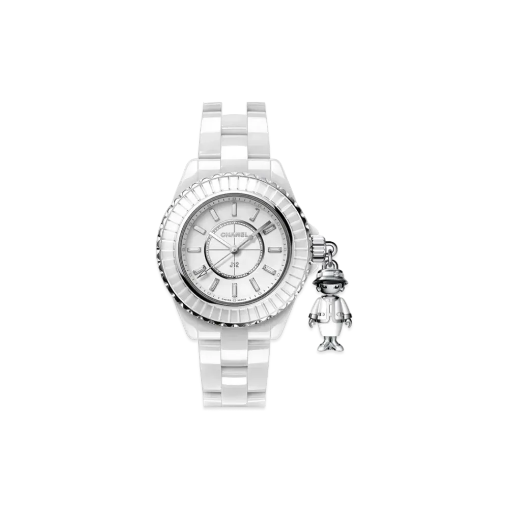 CHANEL J12 Ceramic 33mm Mademoiselle with Charm Limited to 555 Pieces "White"