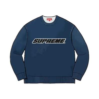 Supreme Printed Washed Sweater "Navy"