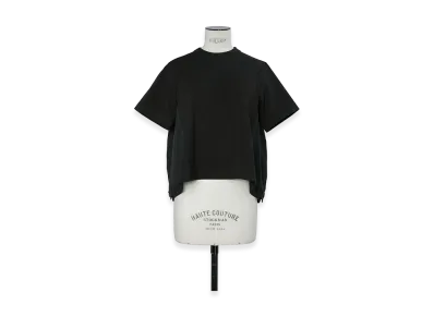 sacai Women's Denim x Cotton Jersey T-Shirt "Black"