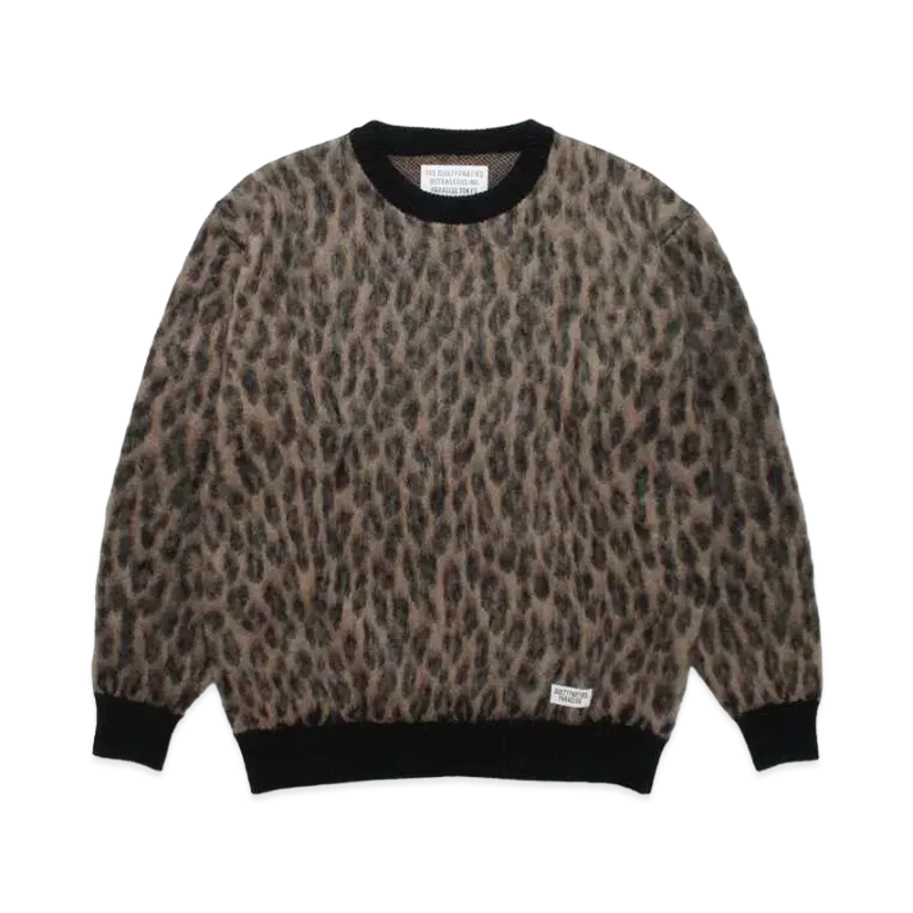 WACKO MARIA LEOPARD MOHAIR KNIT SWEATER "Brown"