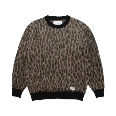 WACKO MARIA LEOPARD MOHAIR KNIT SWEATER "Brown"