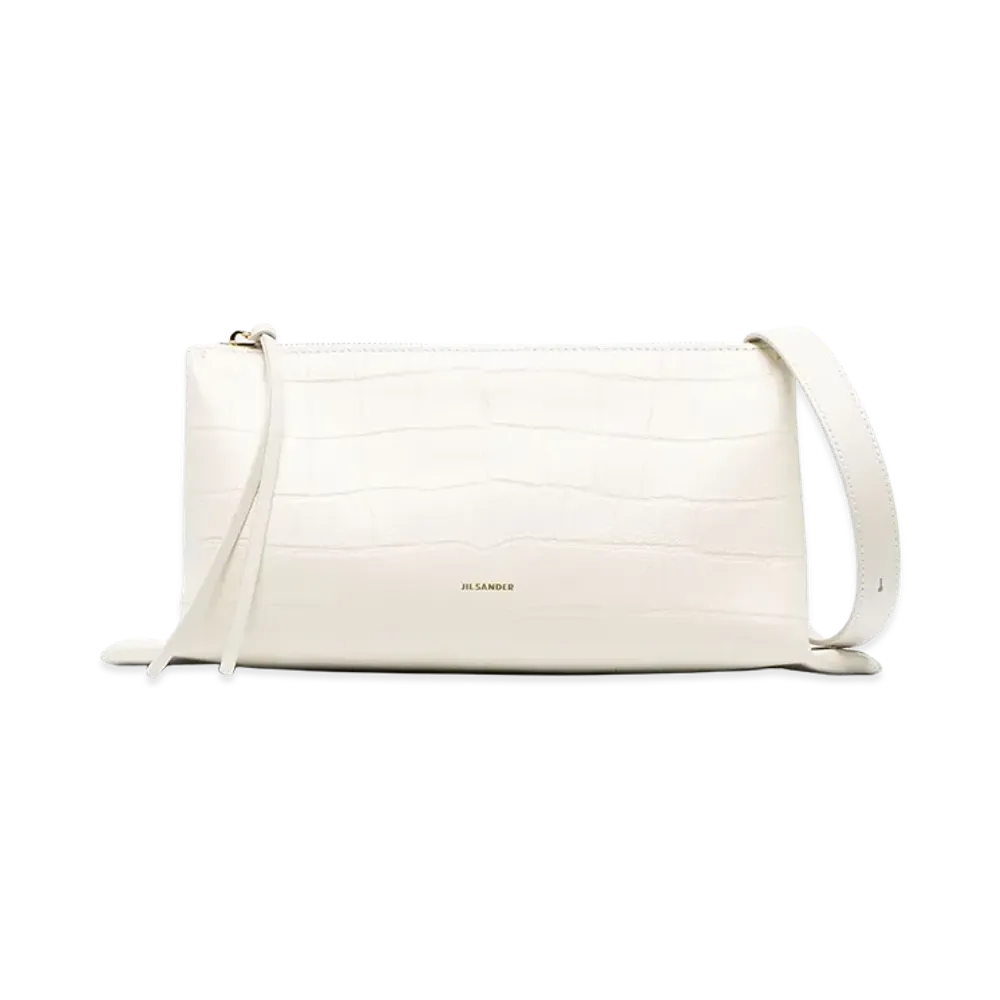 Jil Sander Women's Ivory Leather Small Empire Shoulder Bag "White"
