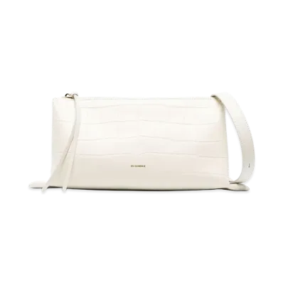 Jil Sander Women's Ivory Leather Small Empire Shoulder Bag "White"
