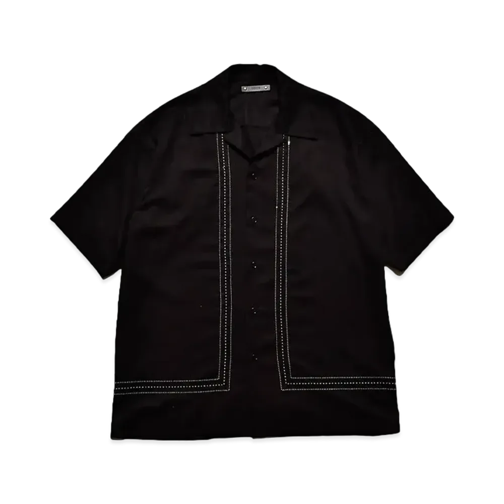 MINEDENIM Rayon Spangle Panel Line Open Collar SH "BLT"
