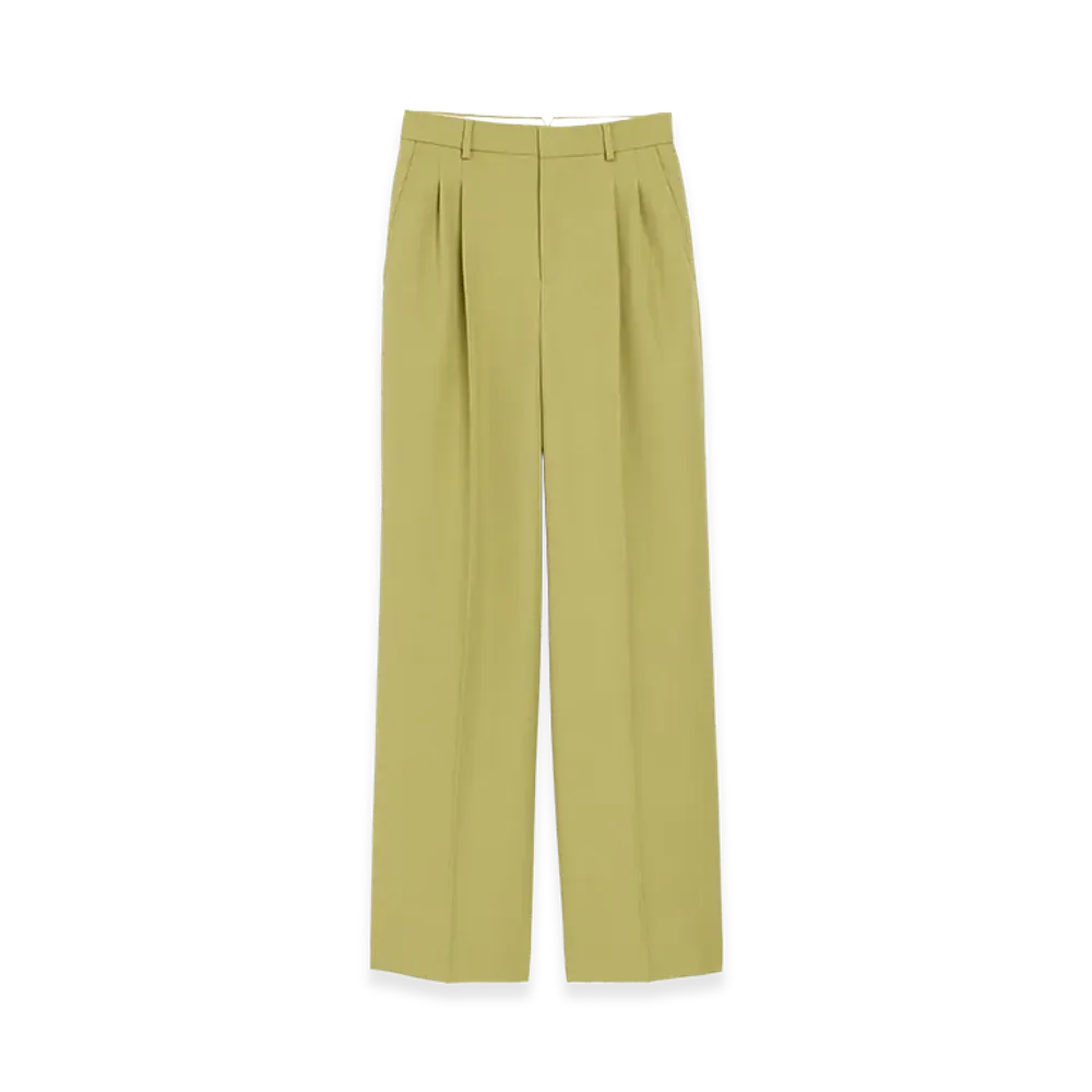 AMI PARIS New Wool Low Waist Wide Trousers "Green"