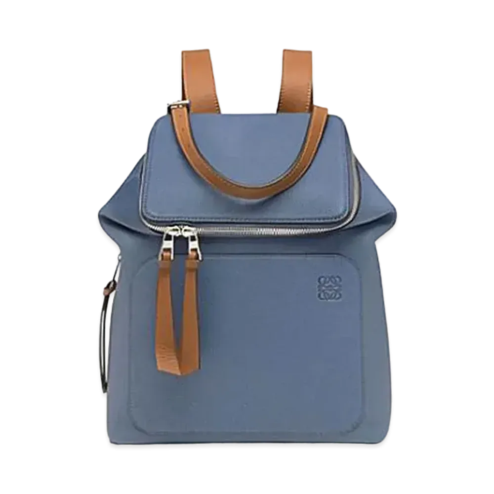 LOEWE Goya Leather Backpack "Blue/Tan"