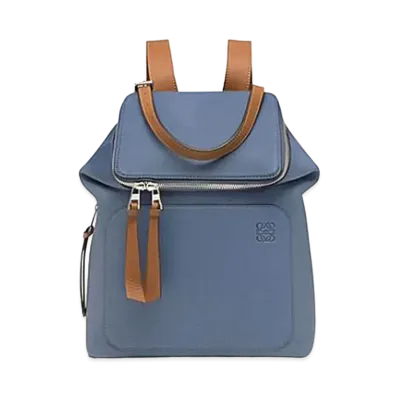 LOEWE Goya Leather Backpack "Blue/Tan"
