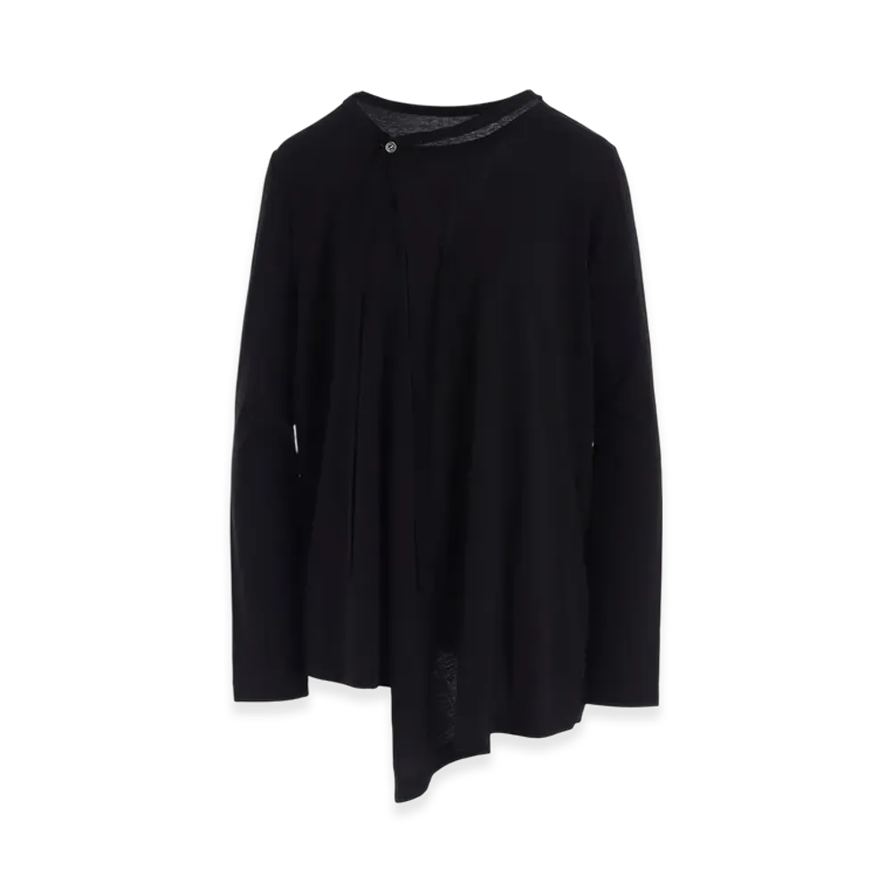 Y's Soft Jersey String Collar Long T "Black"