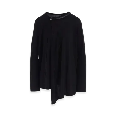 Y's Soft Jersey String Collar Long T "Black"