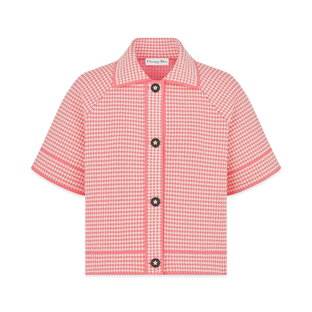 Dior Women's Houndstooth Technical Knit Dioriviera Jacket "White/Candy Pink"
