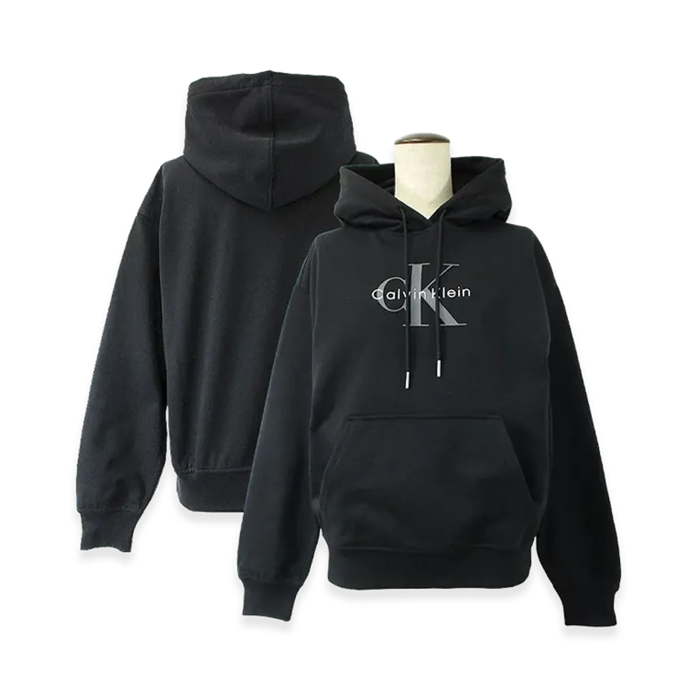 Calvin Klein Jeans Women's LS Monologo French Terry Po Hoodie "Black"