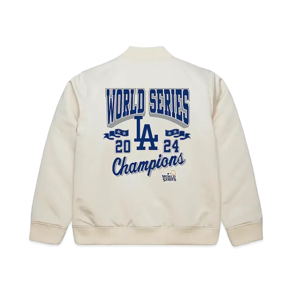 MLB Los Angeles Dodgers Mitchell & Ness 2024 World Series Champions Arch Logo Full-Zip Bomber Jacket "Cream"