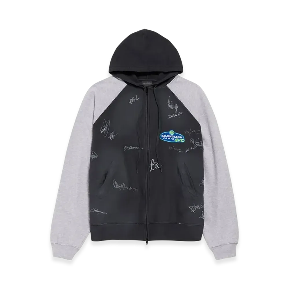 BALENCIAGA Banana Raglan Oversized Zip-Up Hoodie "Faded Black"