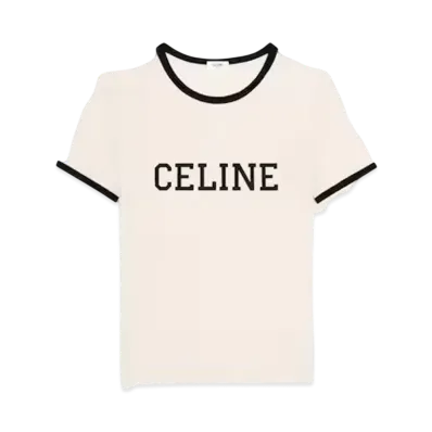 CELINE Men's Regular T-Shirt in Cotton Jersey "Washed White/ Black"