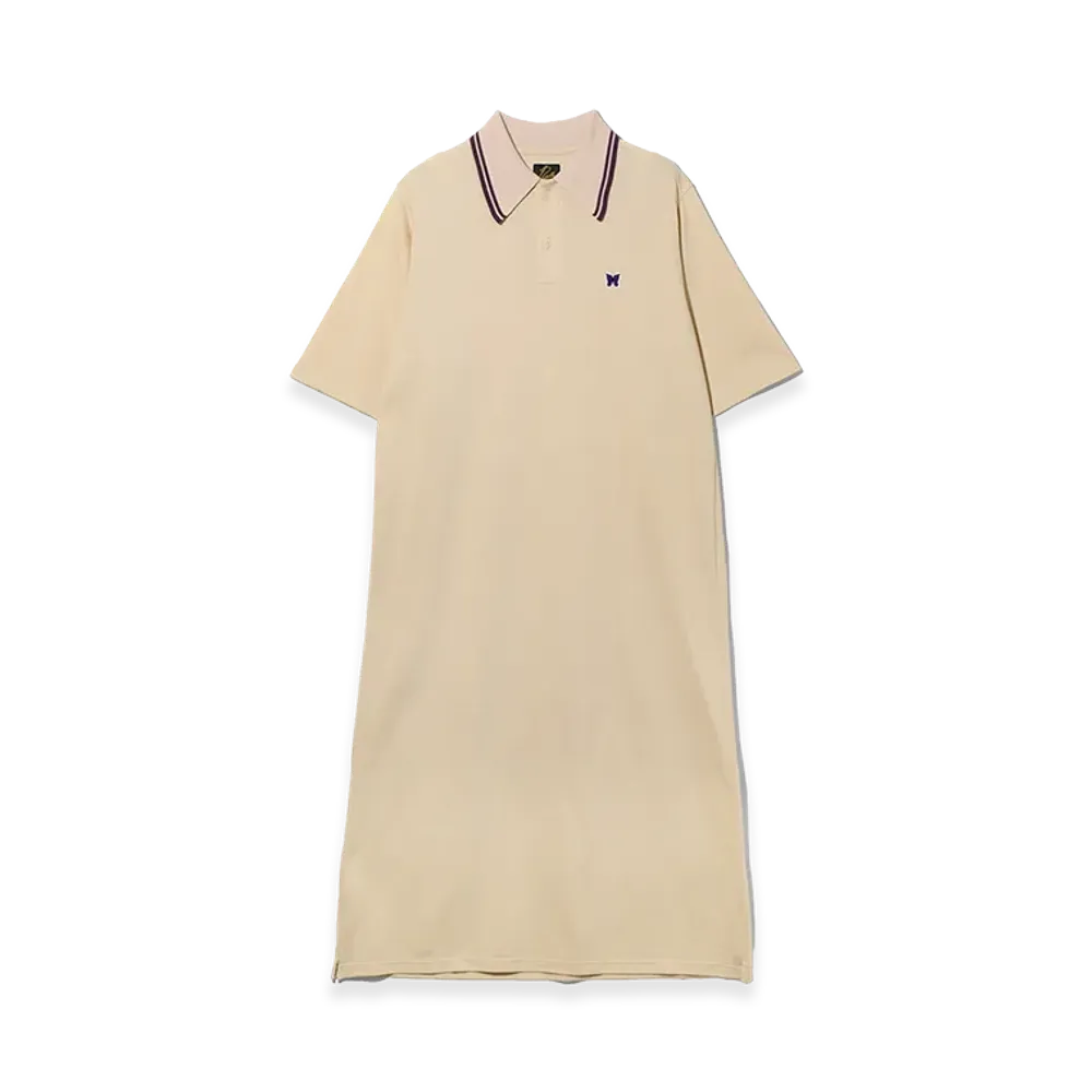 NEEDLES Short Sleeve Polo Dress - Cotton Pique "Beige"