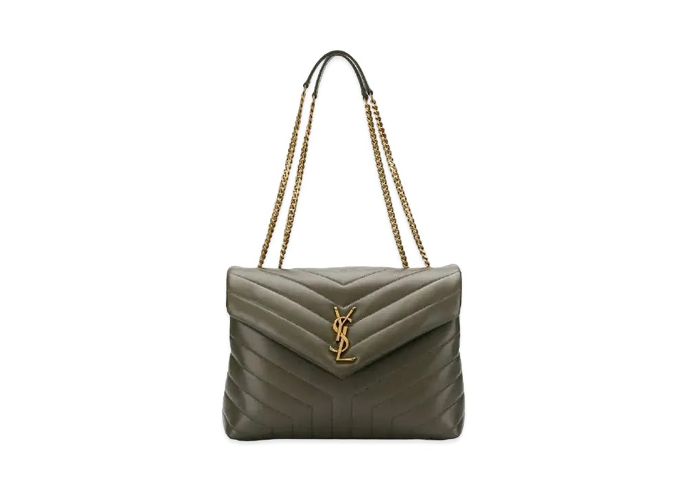 SAINT LAURENT Loulou Medium Bag In Matelasse Y Leather "Gray Khaki"