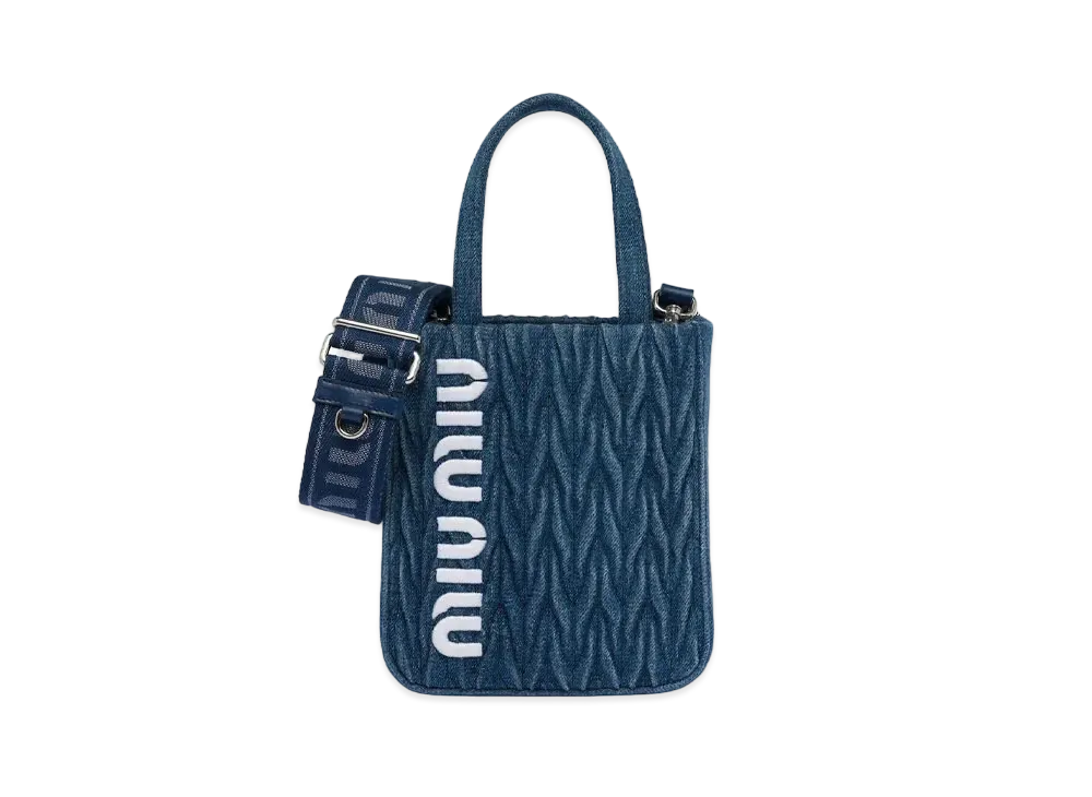 MIU MIU Matelasse Denim Handbag "Blue/White"