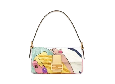 FENDI Baguette 1997 Satin Bag Beads Embroidery "Multicolor"